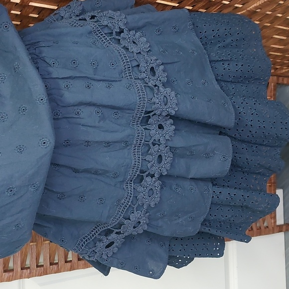 Chelsea & Violet Navy Blue Eyelet Dress Large - Picture 6 of 10